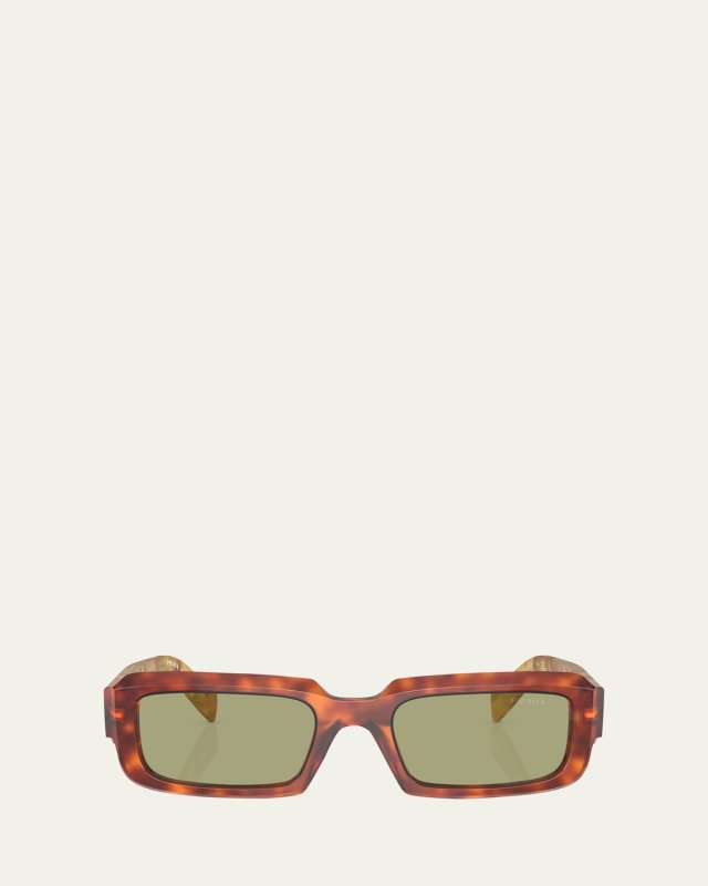 Geometric Logo Acetate & Plastic Rectangle Sunglasses